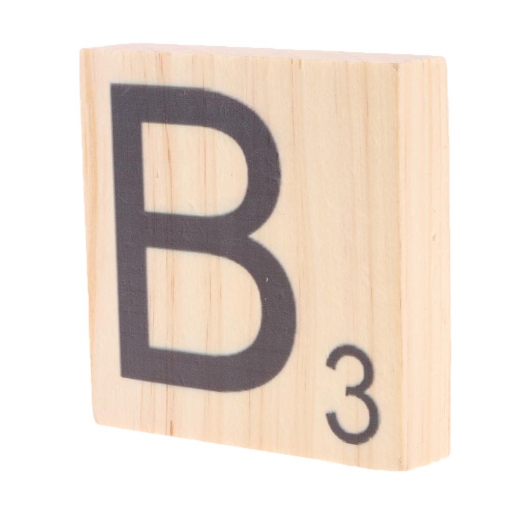 9cm Wooden Alphabet Puzzle Tiles Board Black Letters&Number For Crafts B3