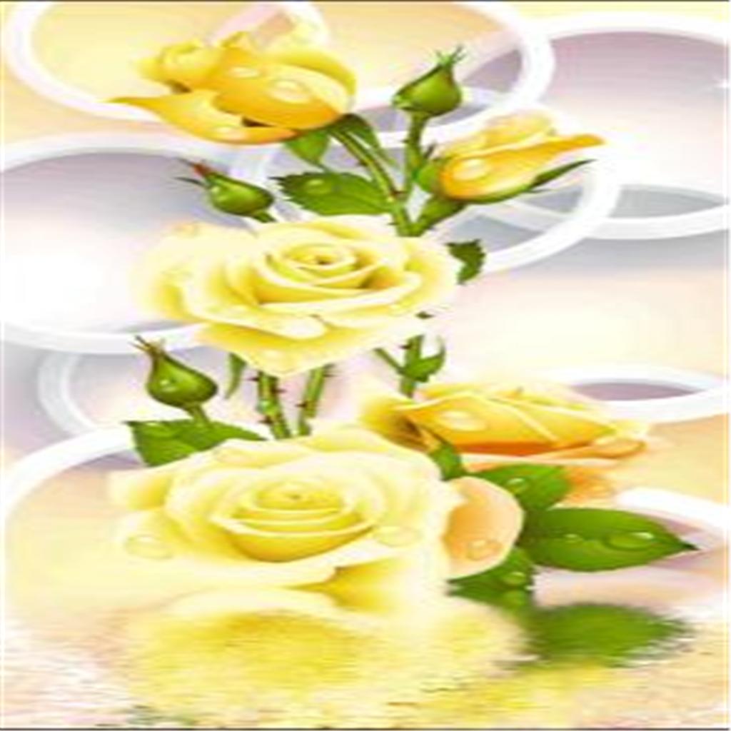 5D DIY Diamond Painting Embroidery Rhinestone Pictures Yellow Rose 30x56cm