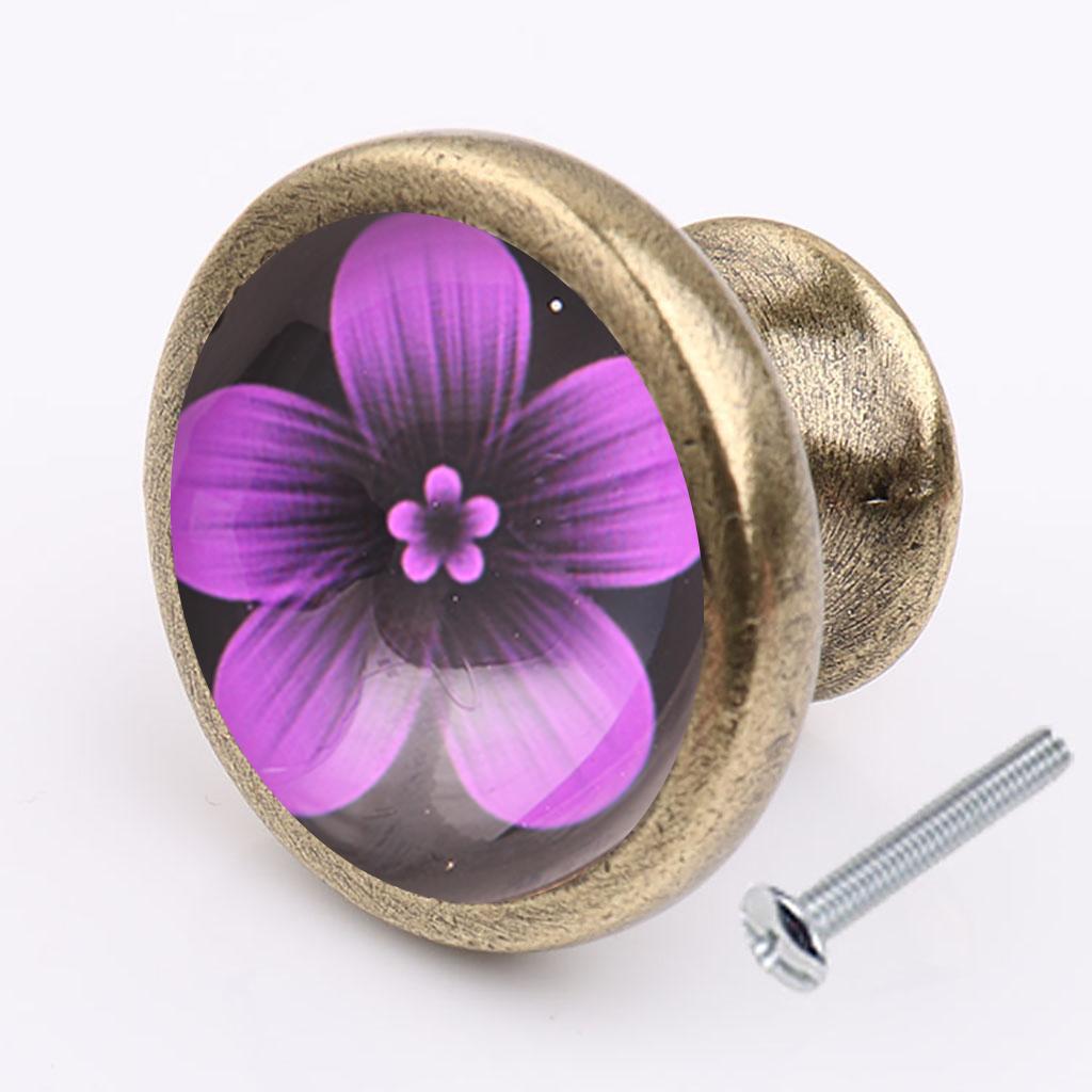 Flower Door Knob Cabinet Drawer Closet Cupboard Handle Furniture Hardware 4#