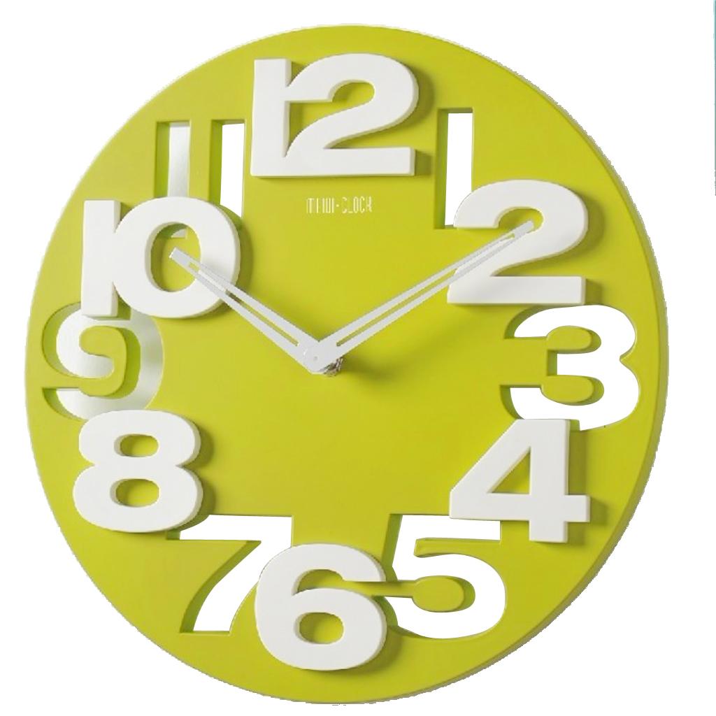 Decoratve 3D Wall Clock Creative Analog Clock for Home Kitchen Bedroom Green