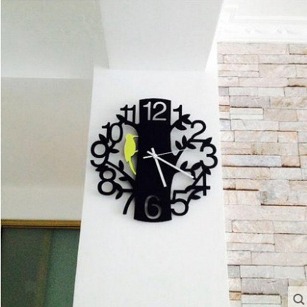 Horloge Murale Silencieuse Non-Ticking Motif Arbre Analogique pour Cuisine