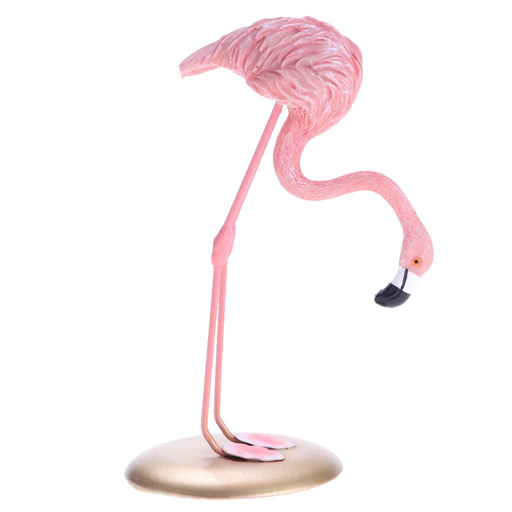 Resin Flamingo Figurine Miniature Sculpture Glass Stand Table Ornament C