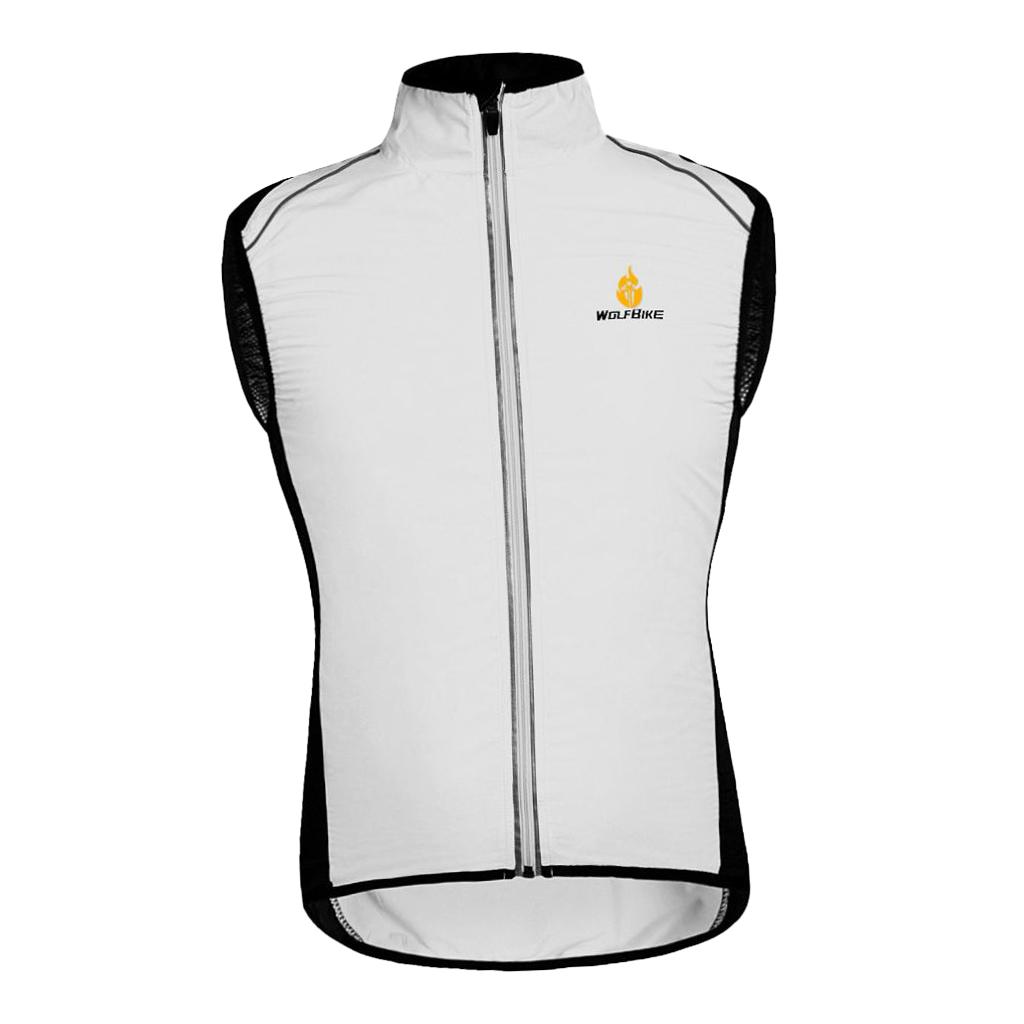 Unisex Reflective Bike Cycling Windproof Vest Running Sports Coat L White