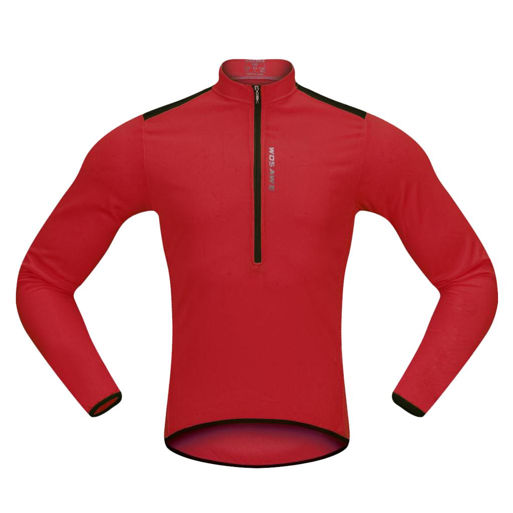 Cycling Long Sleeve Jersey Top Jacket Bicycle Shirt Clothing Red XL