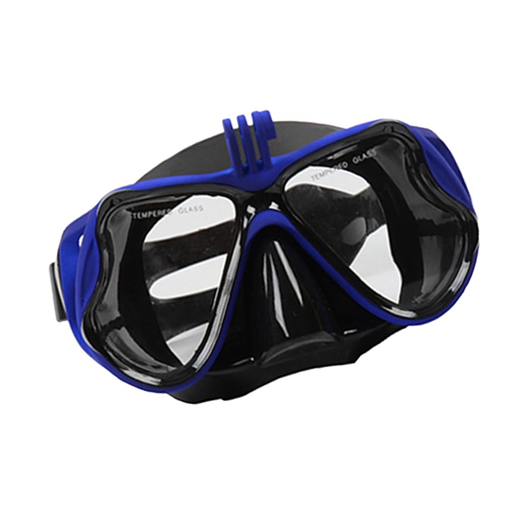 Adult Scuba Diving Mask Tempered Glasses Snorkeling Anti-Fog Goggles Blue