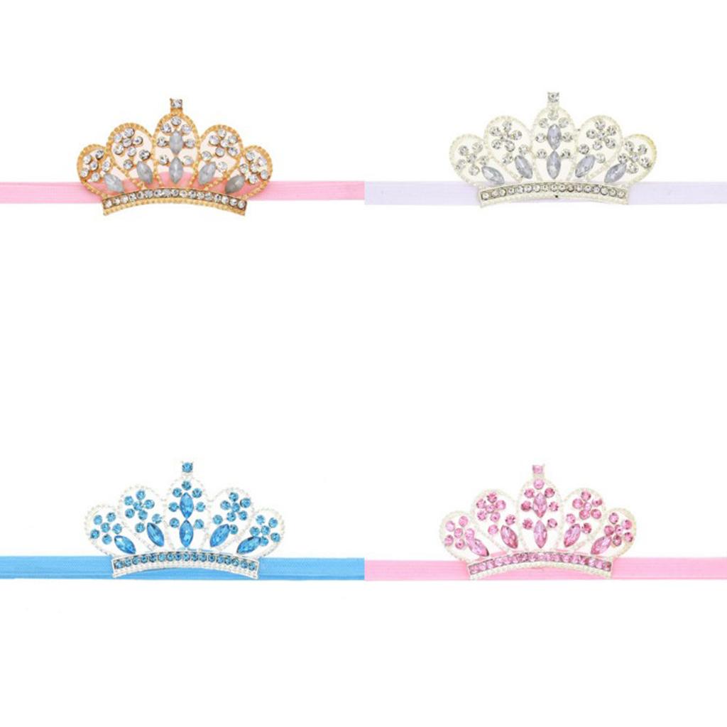 Kids Girls Baby Rhinestone Crown Head Band Birthday Party Photo Props Silver