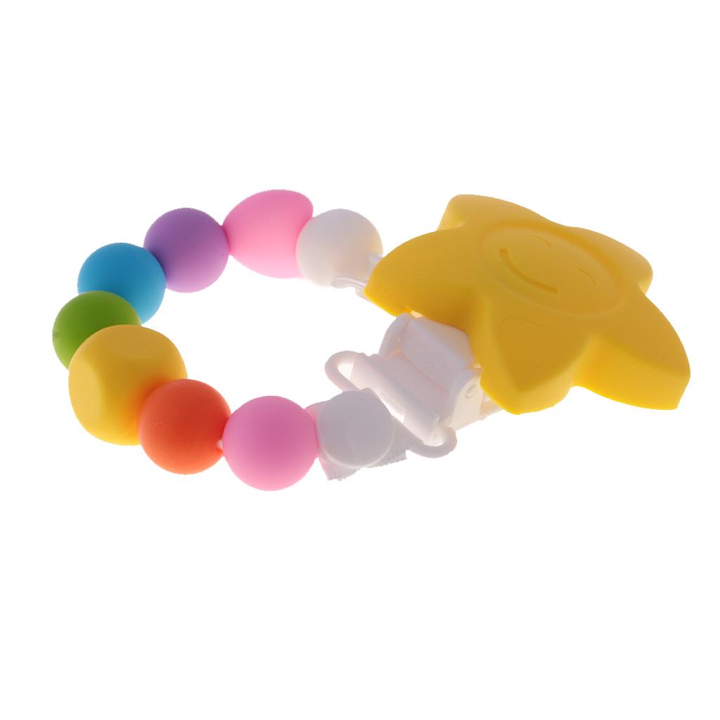 Flower Silicone Teething Pacifier Clip Chain Baby Soother Bead Nursing Toy 1