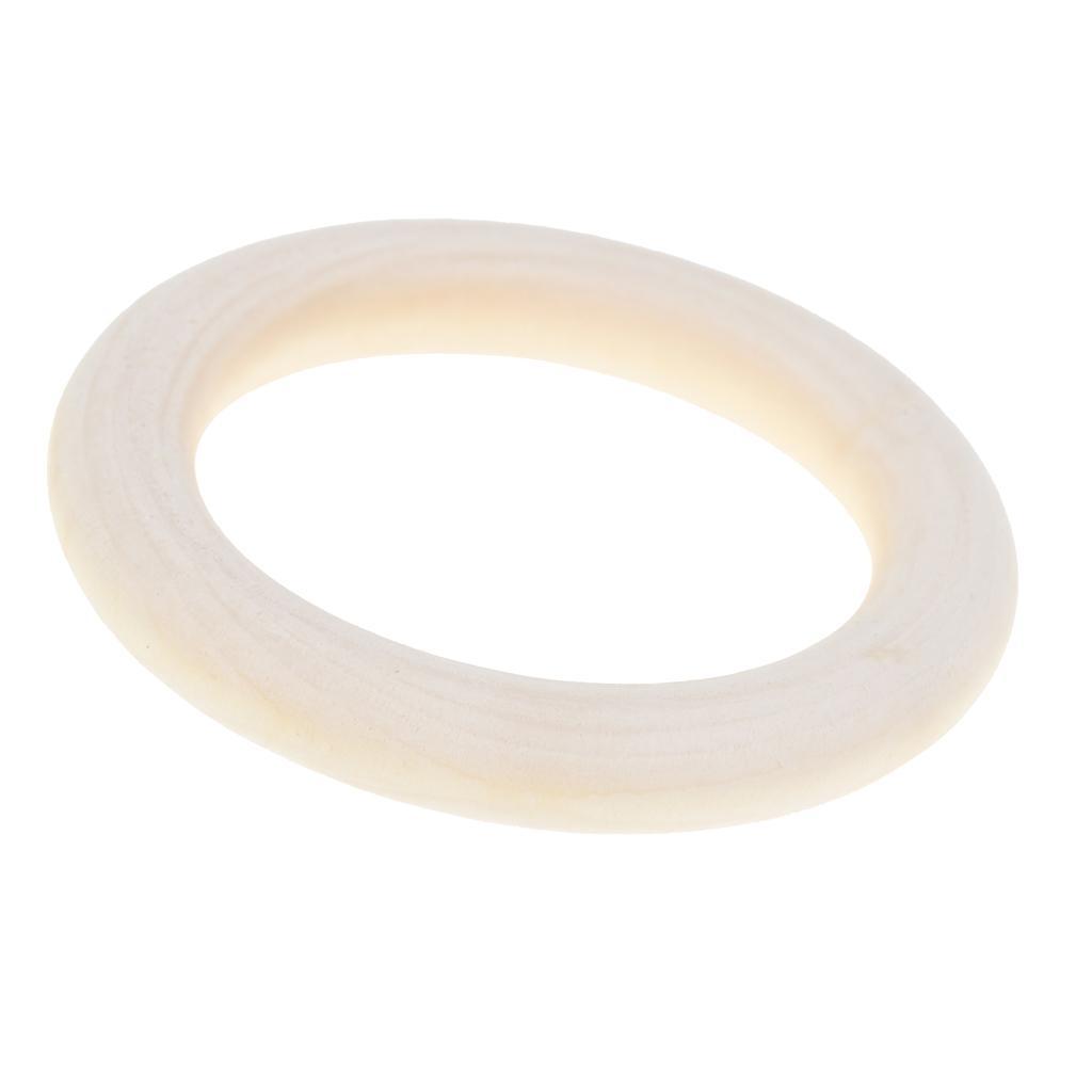 Natural Unfinished Wooden Round Baby Teether Ring Handmade Shower Toy Ring 20pcs