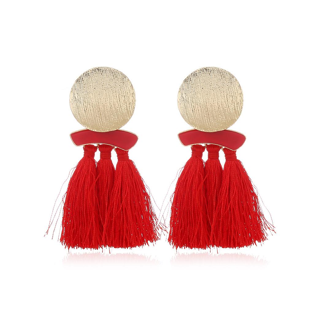 Fashion Statement Tassel Drop Earrings for Women Girl Wedding Bohemian Red