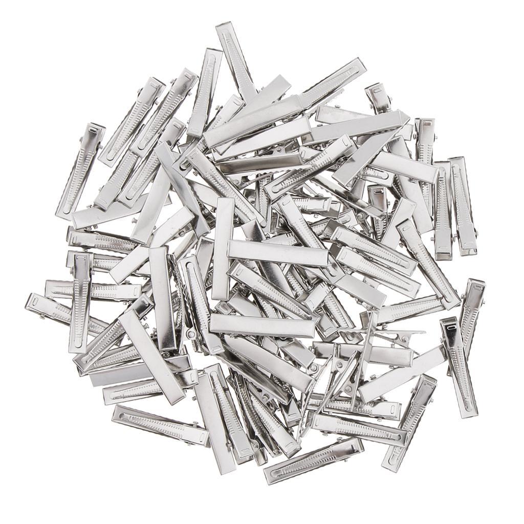 100 Single Prong Alligator Hair Clip Silver Crocodile DIY Hair Bows Duckbill