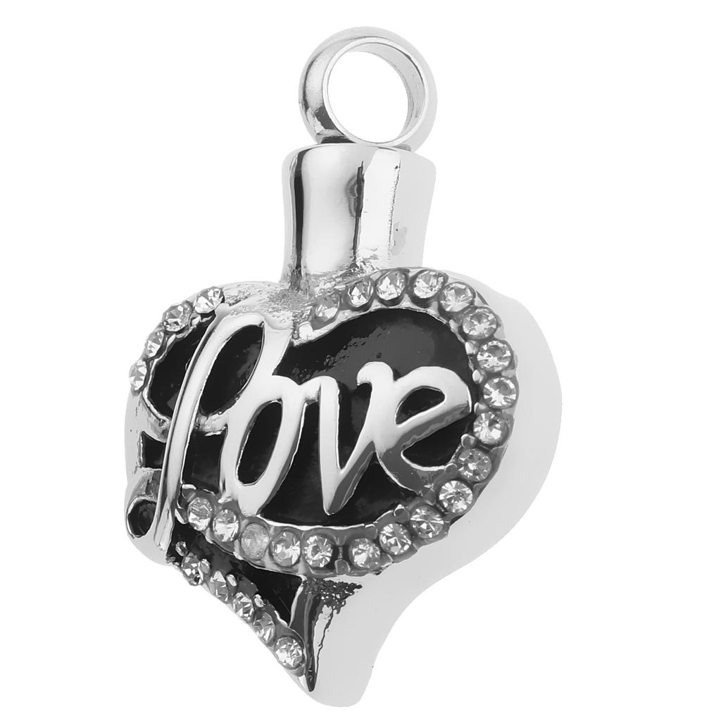 Stainless Steel Heart Paved Rhinestone Urn Pendant Memorial Pendant Love