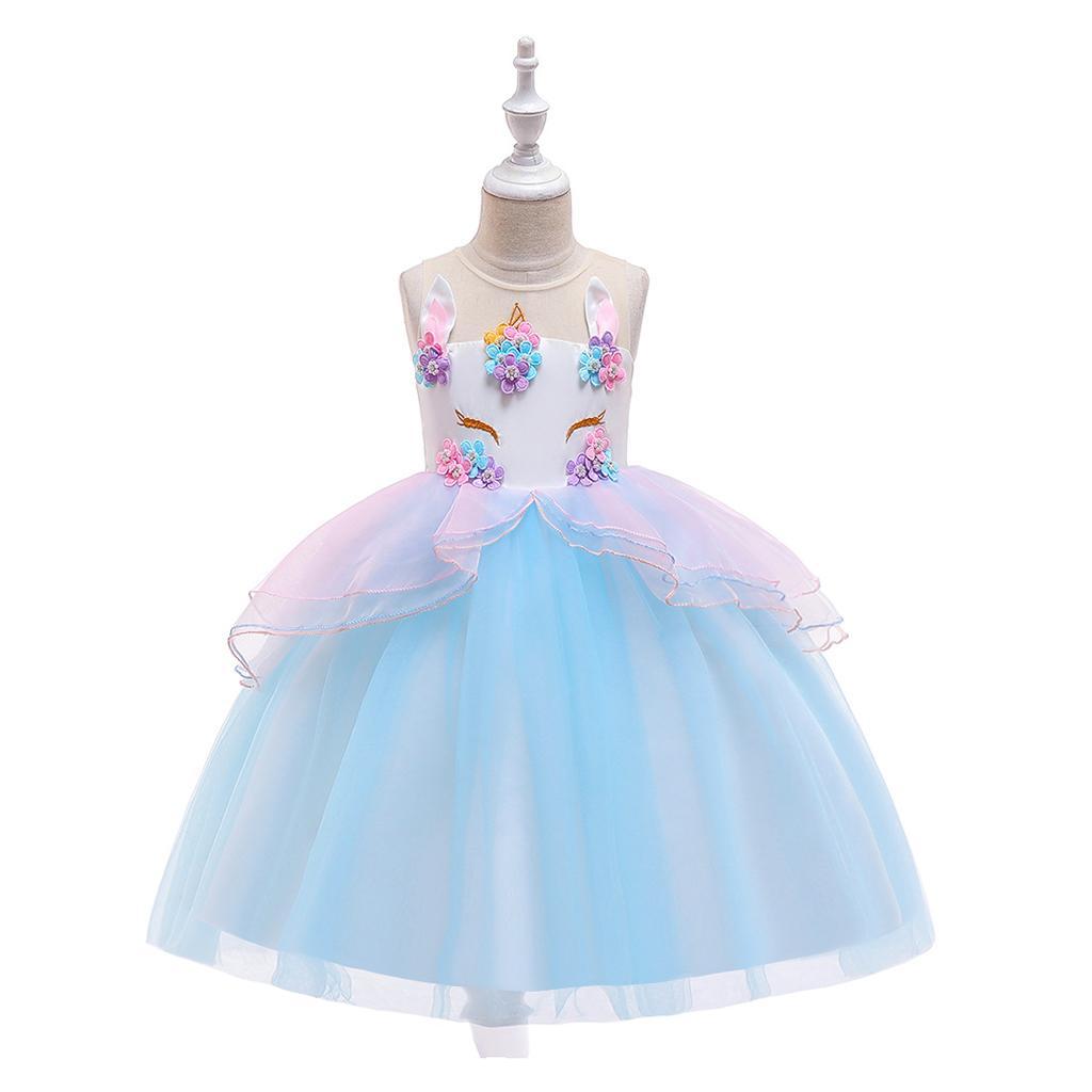 Girls Princess Dress Kids Party Formal Wedding Sleeveless Prom Dress