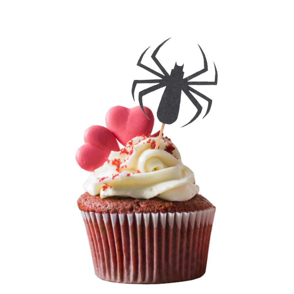20x Streich Schwarz Spinnen Kuchen Cupcake Toppers Picks Halloween Party