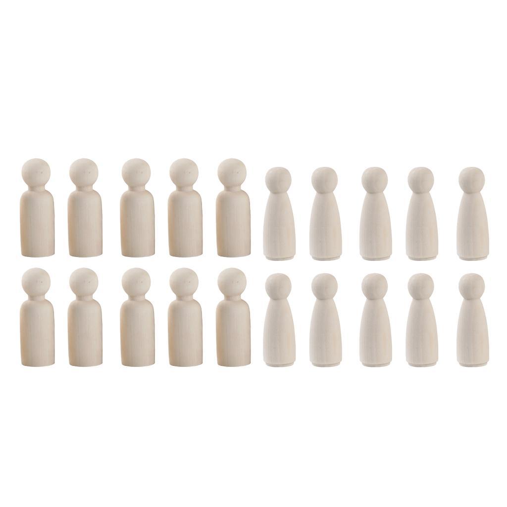 10 Stück Holz Figurenkegel Holzfiguren Spielfiguren Puppen Hochzeit