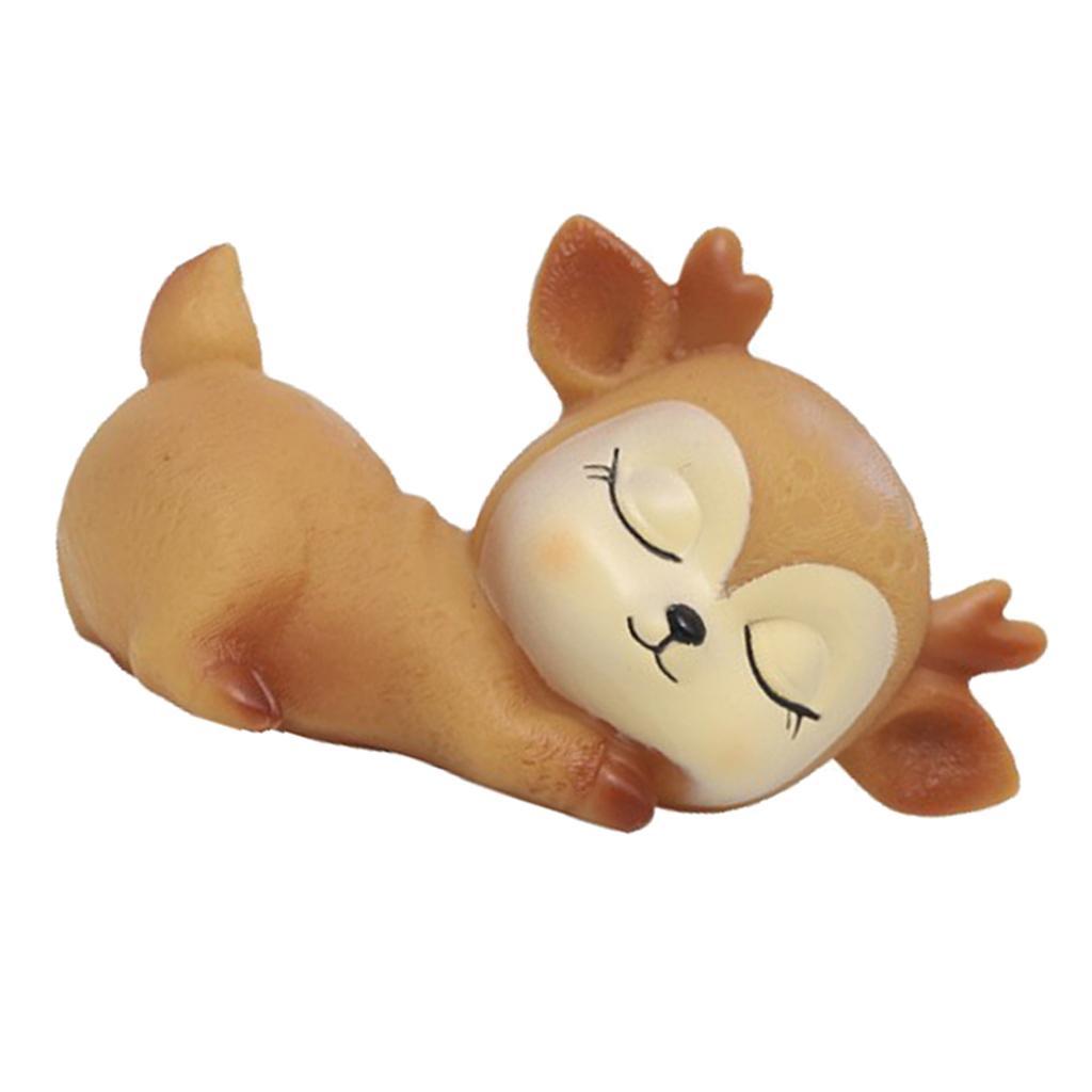 Cute Deer Figurines Miniature Animal Ornaments Toy Fawn Fun Decor