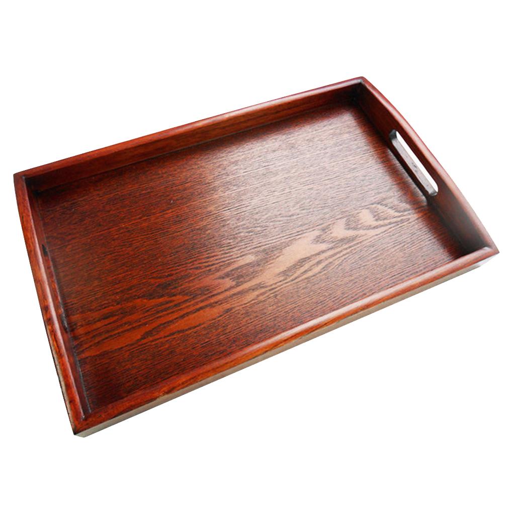 Natural Fruit Serving Tray Tea Food Server Dish Platter Brown Wooden Plate 