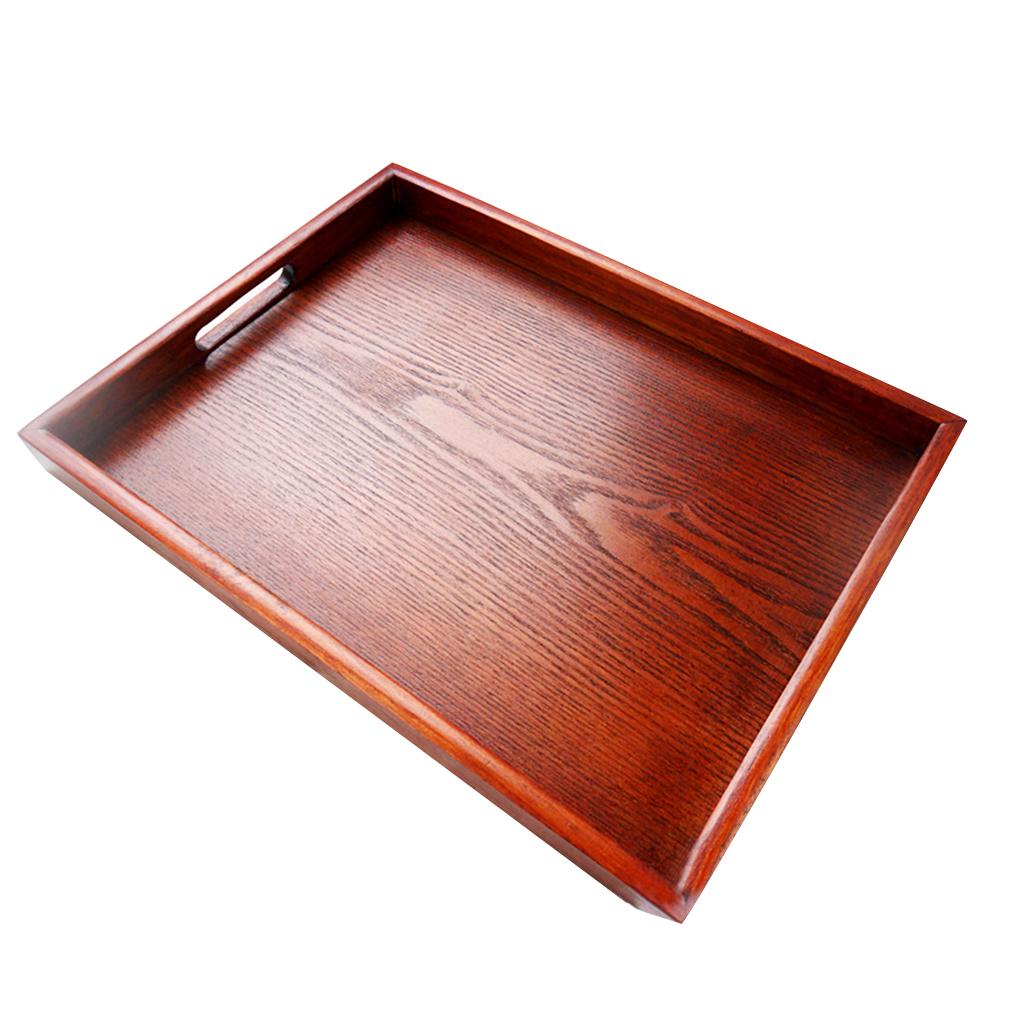 Natural Fruit Serving Tray Tea Food Server Dish Platter Brown Wooden Plate 
