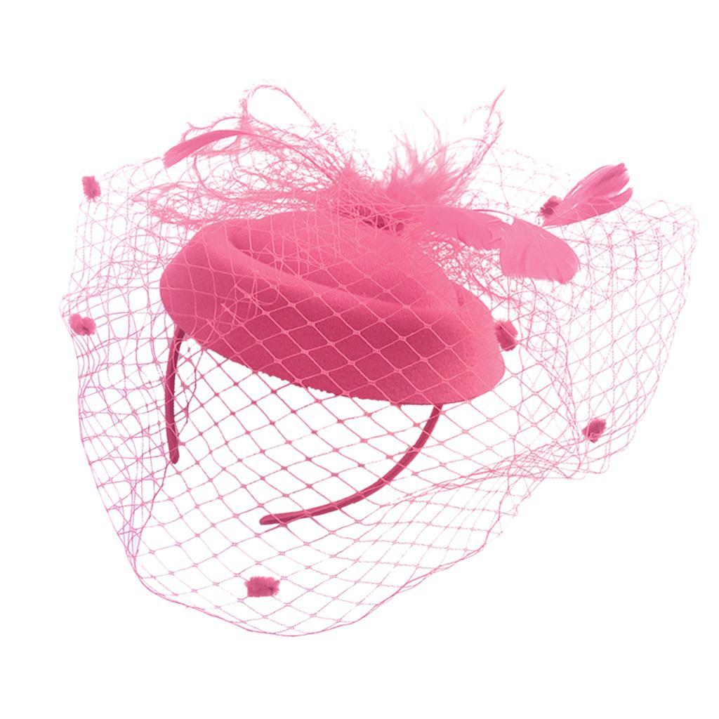Women/'s Fascinator Hat Mesh Veil Feathers Headband Cocktail Tea Party Hats