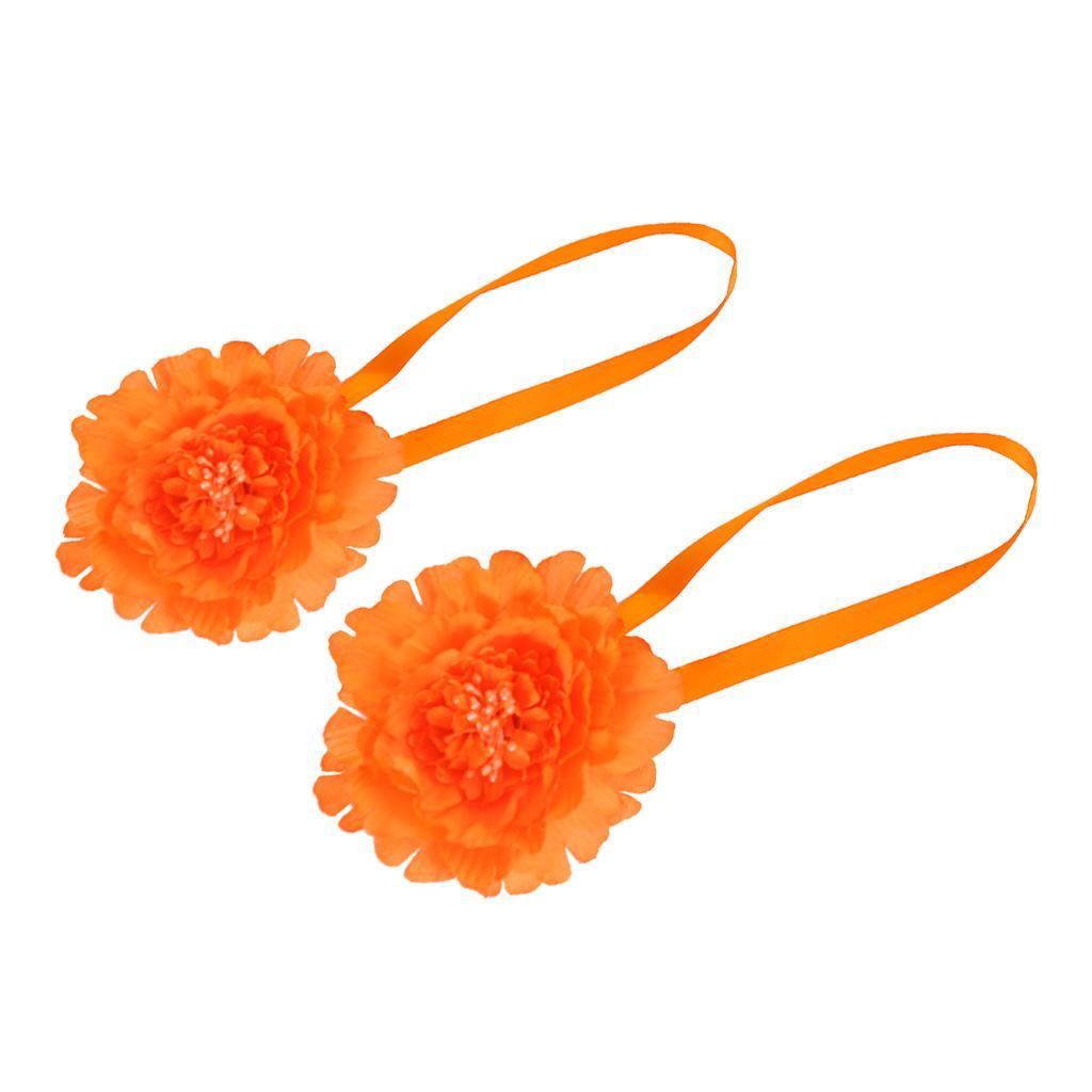 2xMagnetic Sheer Curtain Flower Tie Backs Drape Tieback Holdback Holder Hook
