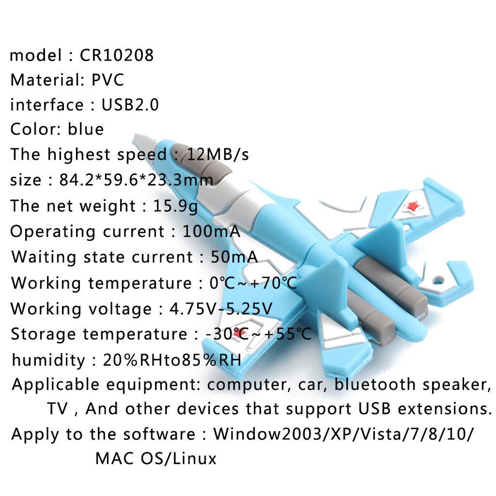 USB Flash Drive Cartoon Airplane Pen Data Storage Memory Stick for PC Laptop