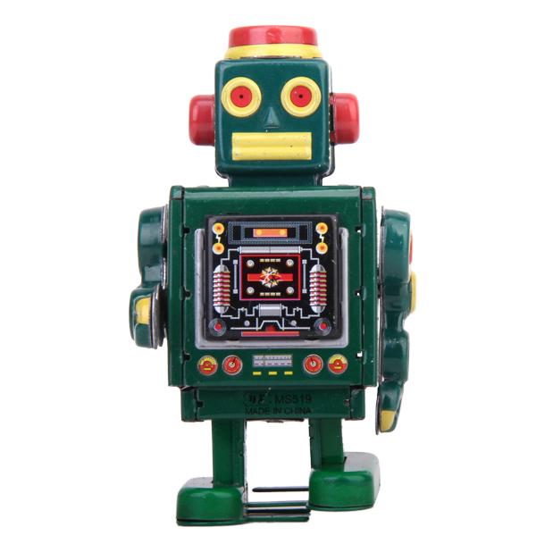 Windup Robot Toy Collectible Gift w/ Key - Green