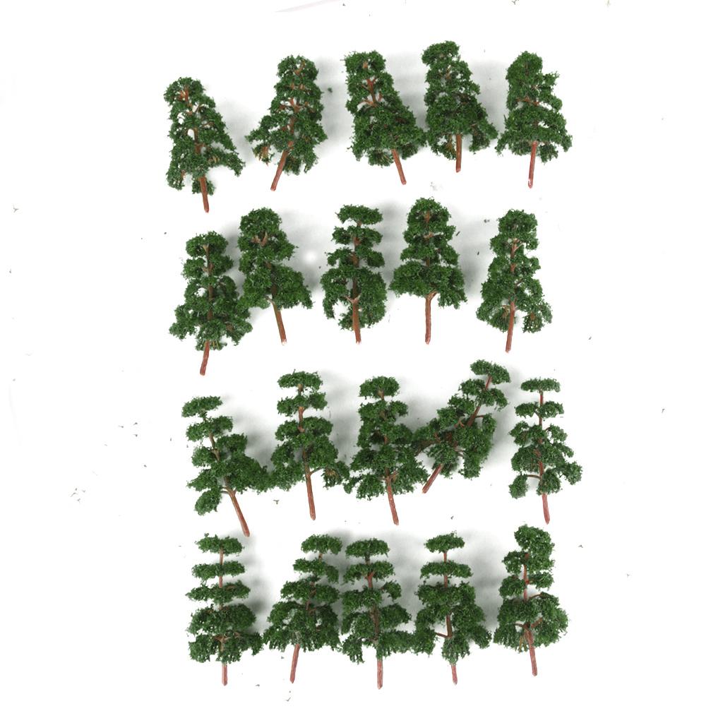 20 Pcs Scenery Landscape Train Model Pine Trees Scale 1/150 Dark Green