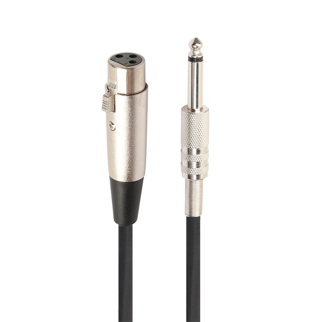 XLR 3Pin Female to 1/4 6.35mm Mono Male Plug Audio Microphone Cable 1m