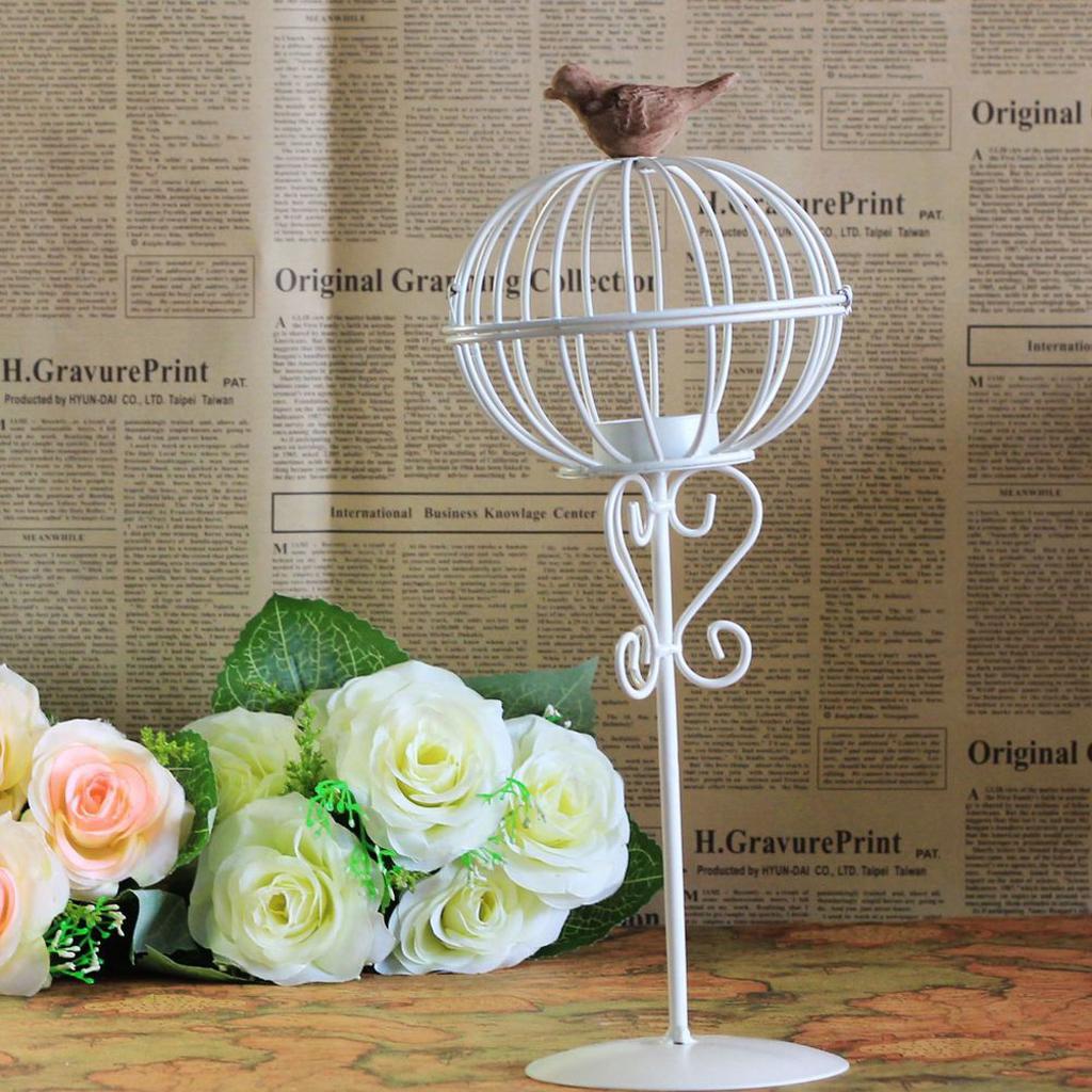  Iron Round Birdcage Candlesticks Home Party Candle Tea Light Holder White