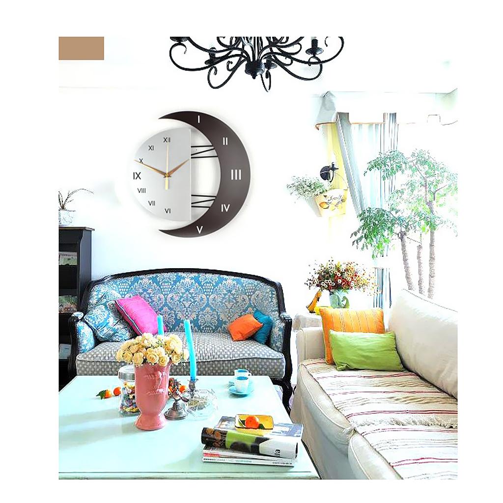 Creative Fashion Wall Clock Silent Quartz Motion Clock Watch Indoor Moon