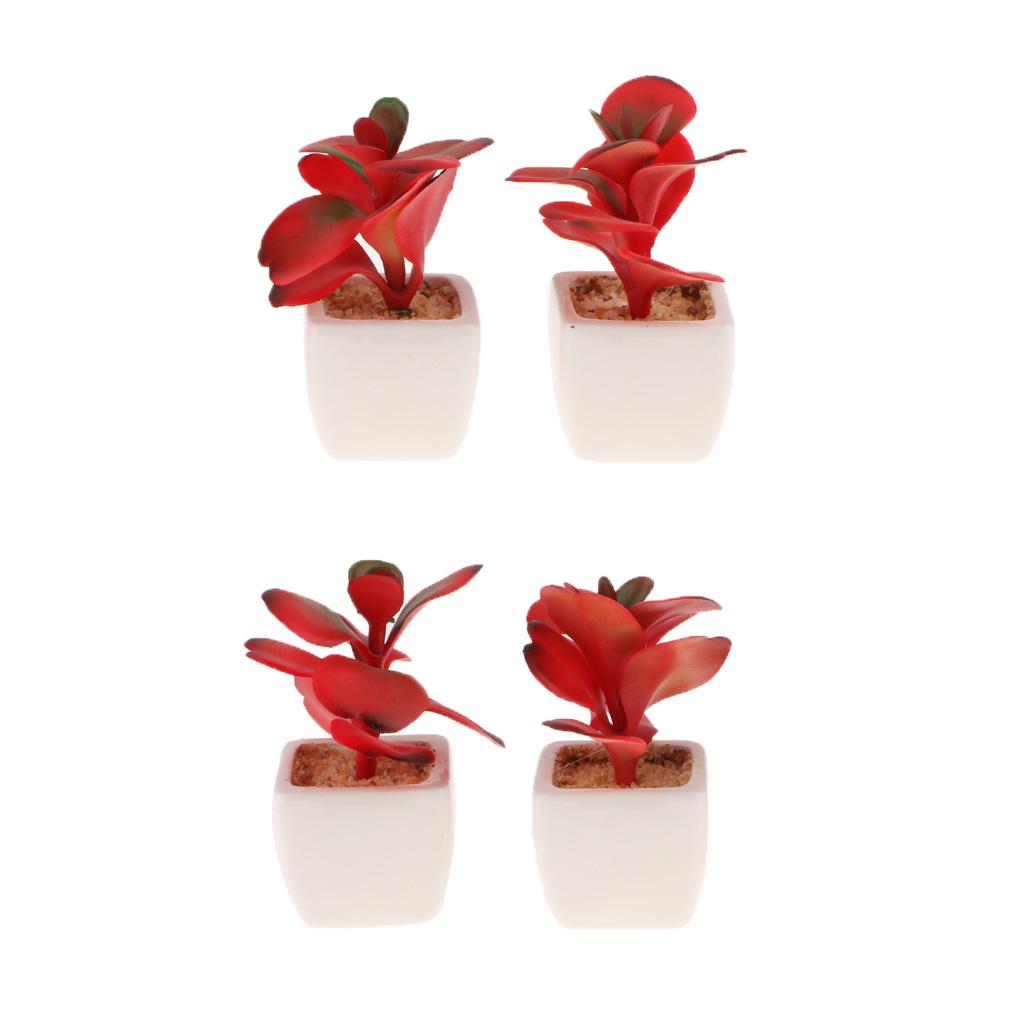 Artificial Succulent Plant Potted Cactus Lotus Aloe Miniature Plant 4Pcs #6