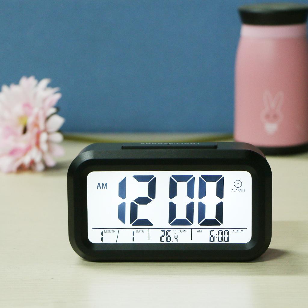 Digital LED Calender Alarm Clock Temperature Snooze Multiple Alarms Black