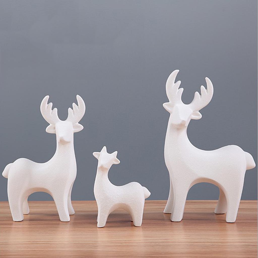Ceramic Deer Reindeer Figurine Sculpture Statue Carden Lawn Grassland Decor Family