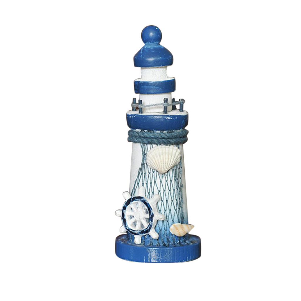 Wooden Mediterranean Nautical Tropical Lighthouse Sailing Decor Ornament A