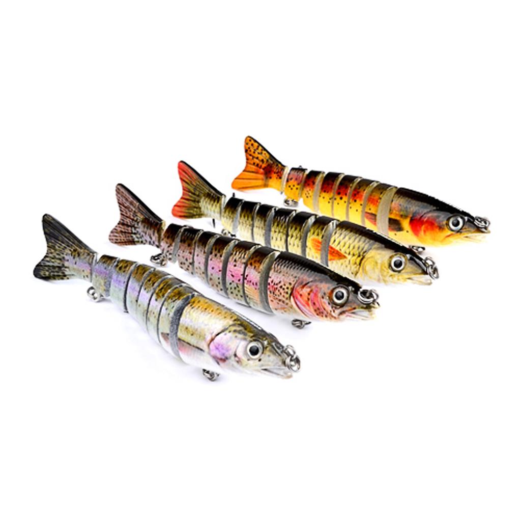 8-Section Multi Jointed Fishing Swimbait Minnow Bass Lure Treble Hooks - C