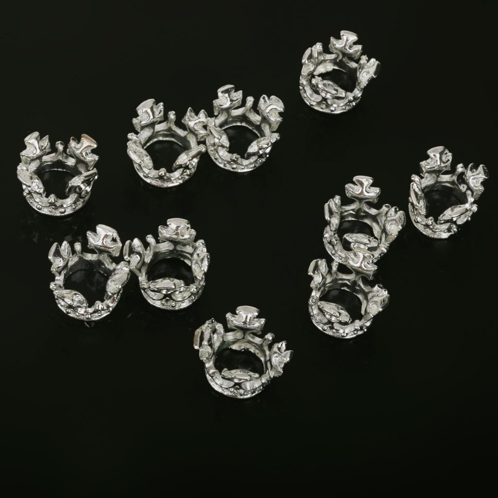 10Pcs Silver Plated Crown Charms Loose Beads Jewelry Making Finding 10mm