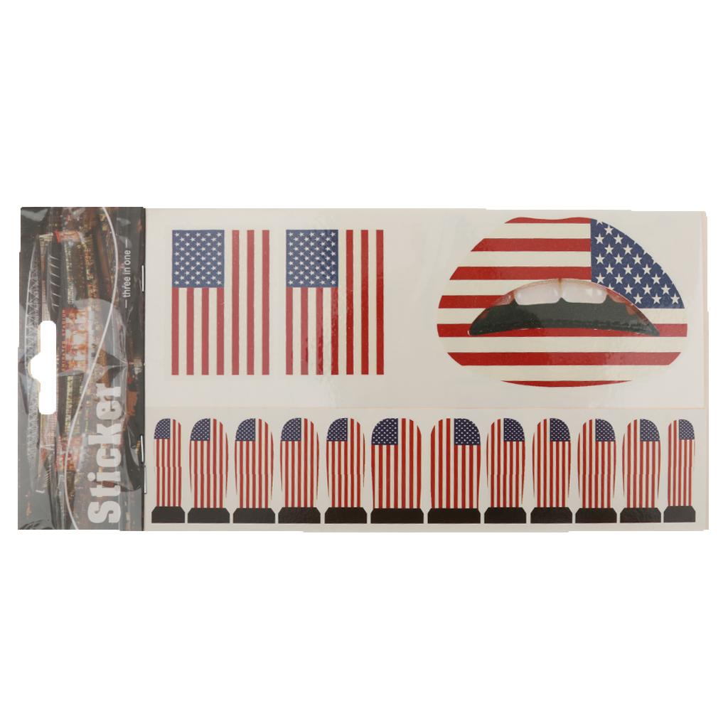 Olympic National Flag Temporary Tattoo Face Lip Nail Stickers Sets American