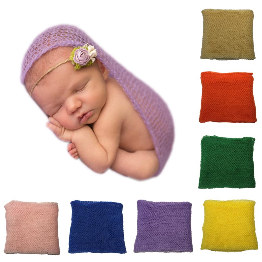 Baby Strech Mohair Crochet Knit Wrap Photo Props Blanket Backdrop Green 