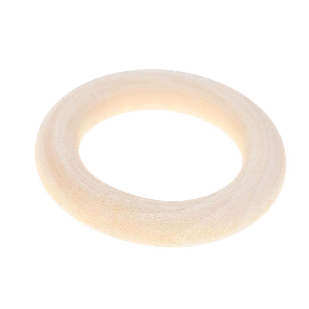 Natural Unfinished Wooden Round Baby Teether Ring Handmade Shower Toy Ring 20pcs