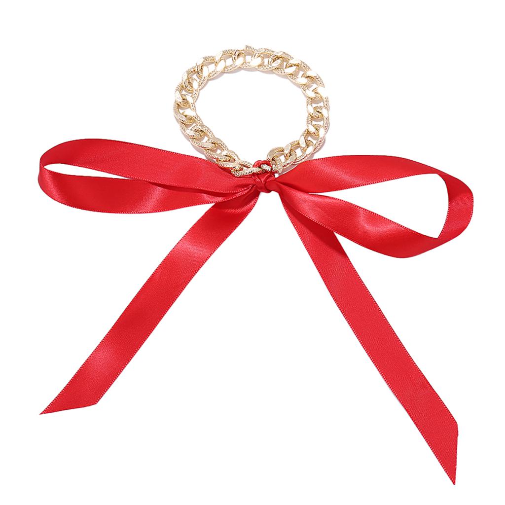 Bohemian Cute Ribbon Bowknot Chain Link Lacing Bowtie Anklet Jewelry Red