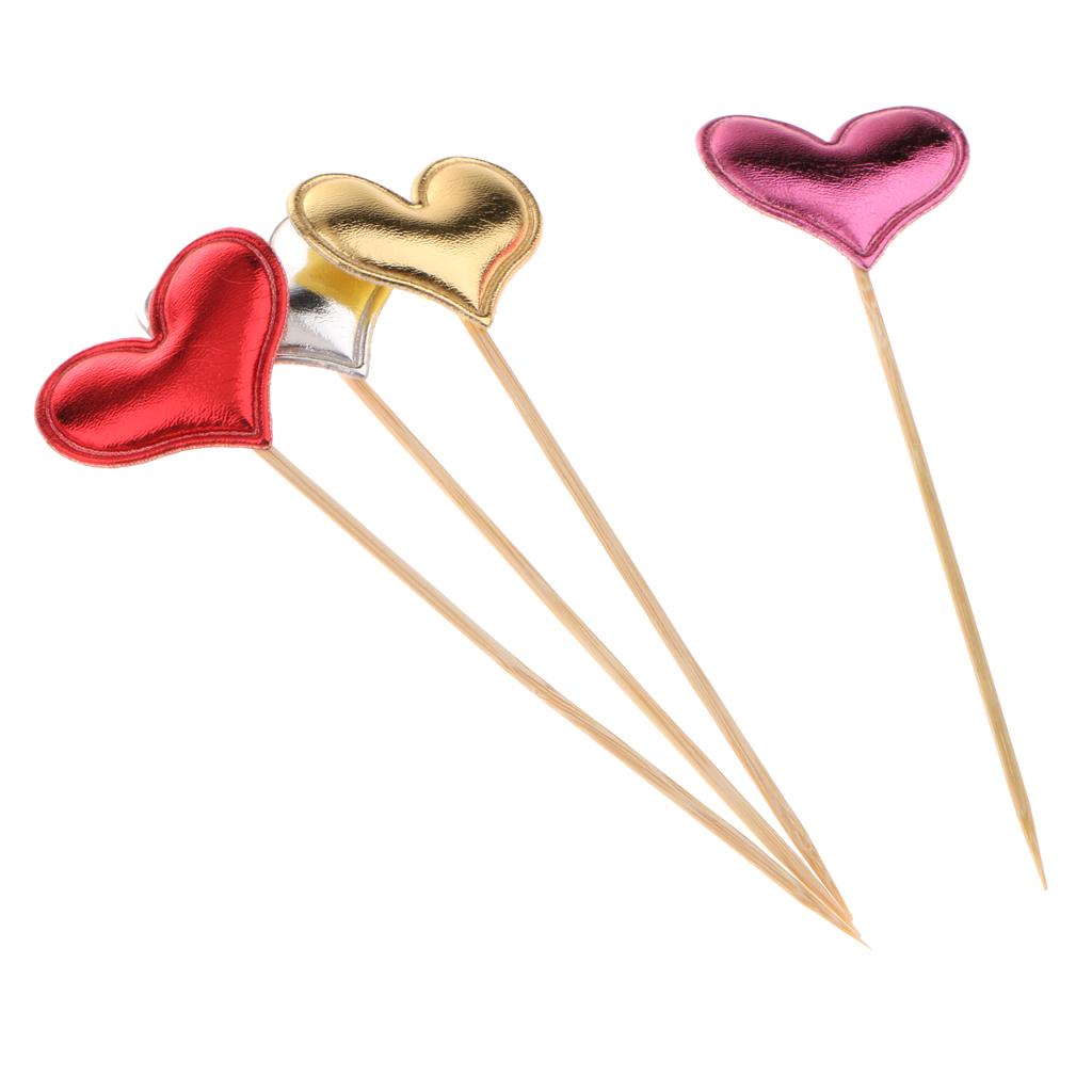 20 Pieces Heart Toothpick Cupcake Toppers Birthday Cake Decoration 