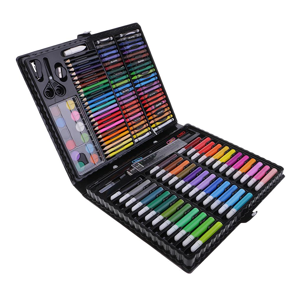 150 Pieces Art Set Childrens/Kids Colouring Drawing Painting Arts & Crafts Case Water Color Pen Colored Pencils Crayon Oil Pastel Paint Brush Drawing Tool Art School Stationery set