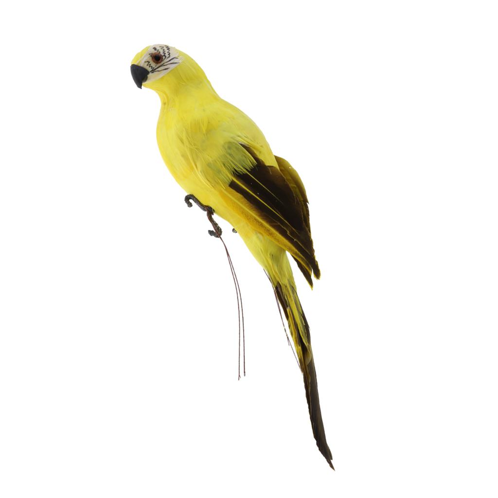 Macaw Parrot Model Realistic Fake Ornament Artificial Bird Figurine Yellow