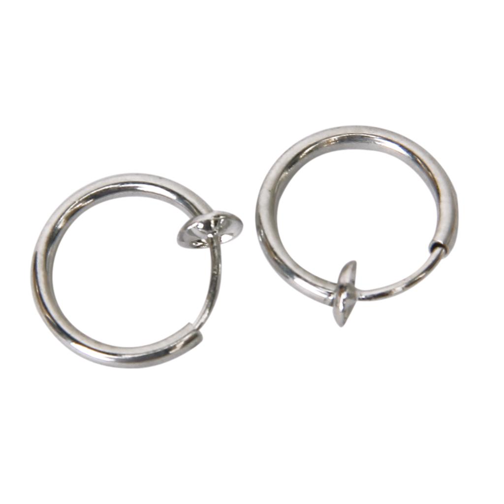 12mm Spring Ear Clip Earring Findings without Pierced Ears -Silver