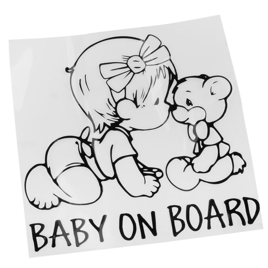 BABY ON BOARD and Teddy Bear Car Window Reflective Vinyl Decal Sticker Black