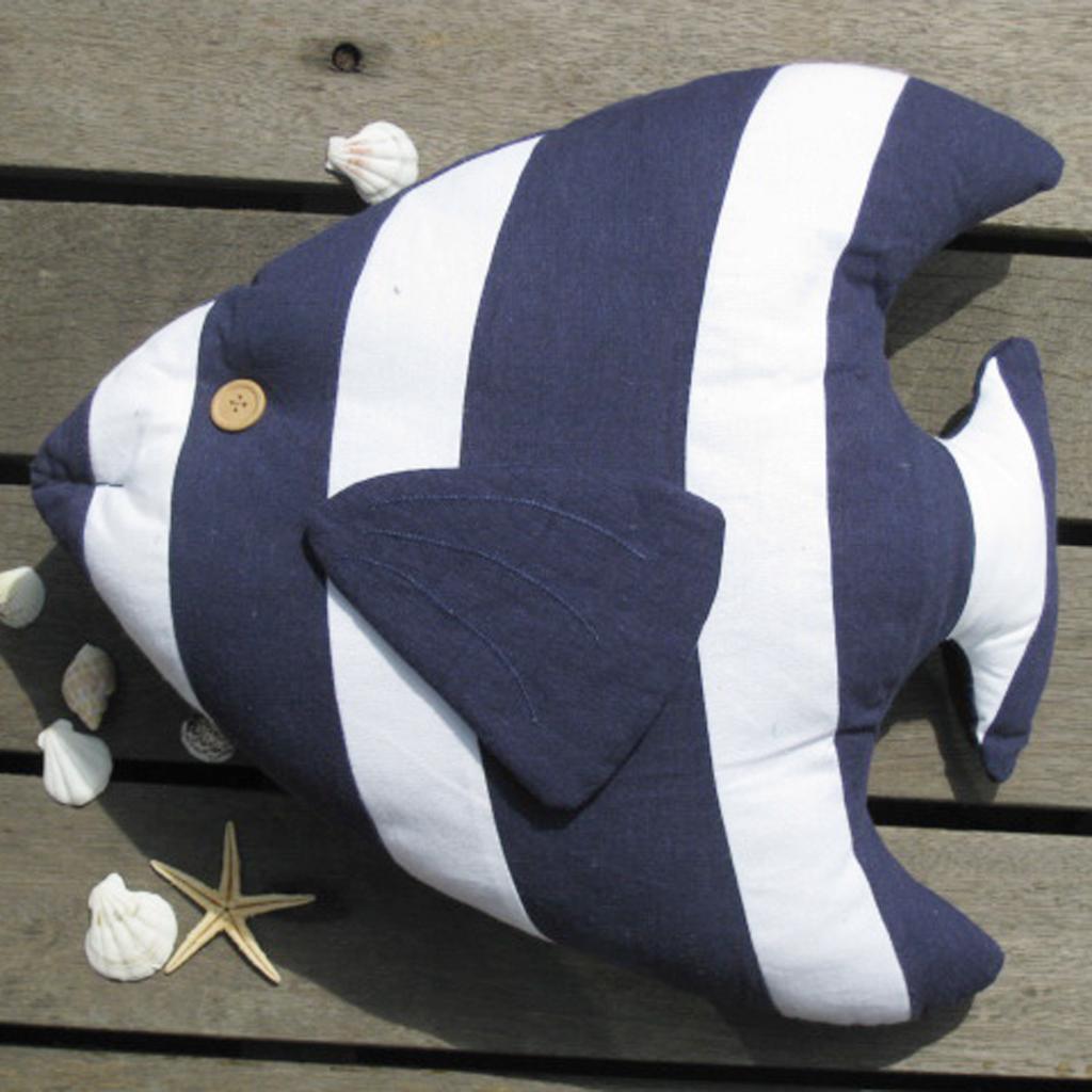 Mediterranean Style Back Cushion Fish Shape Throw Pillow Sofa Seat Pad-Blue