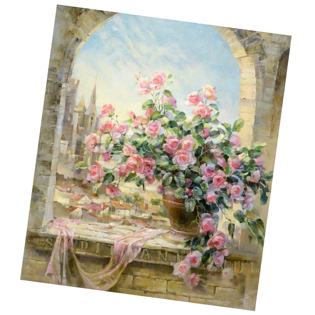 Frameless DIY Painting By Numbers Canvas Painting Art Picture Camellia