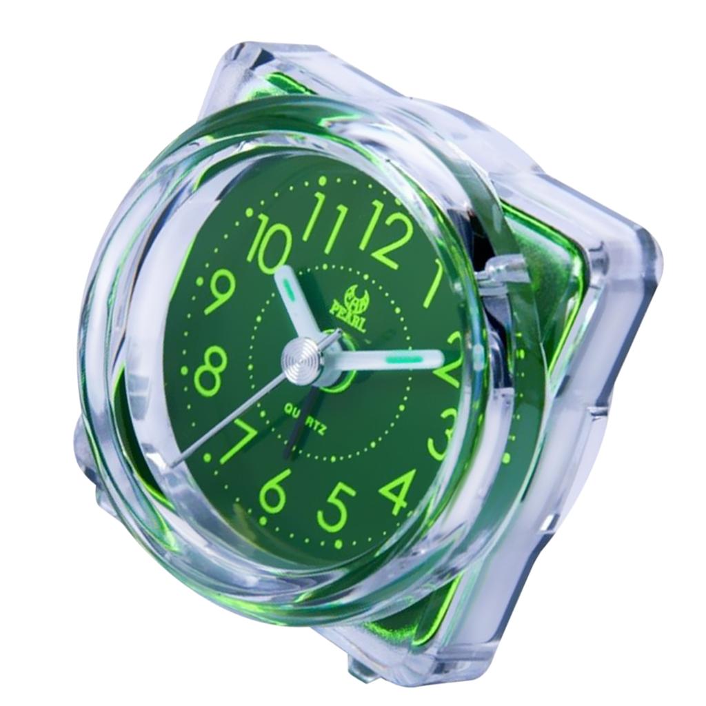 Mini Travel Clock Gradient Sound Desk Alarm Clock Snooze Nightlight 4# Green