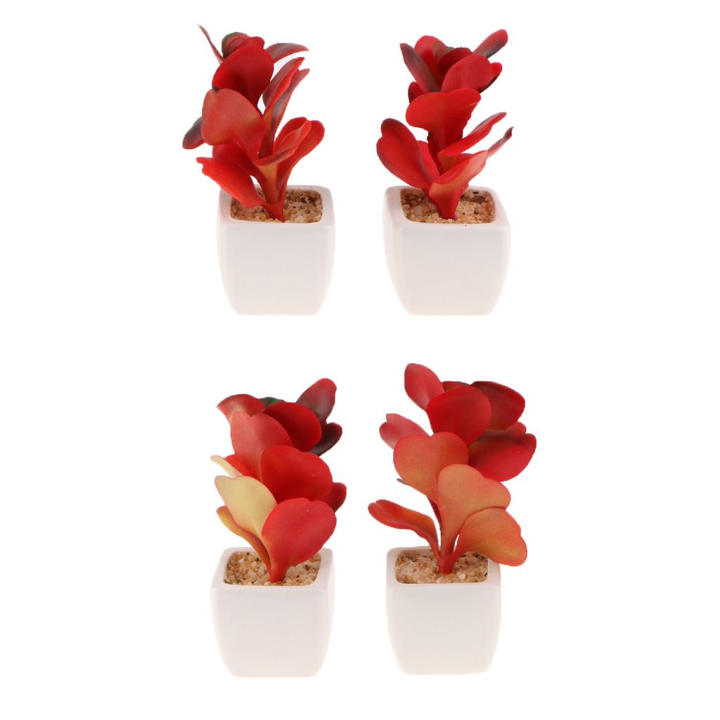 Artificial Succulent Plant Potted Cactus Lotus Aloe Miniature Plant 4Pcs #7