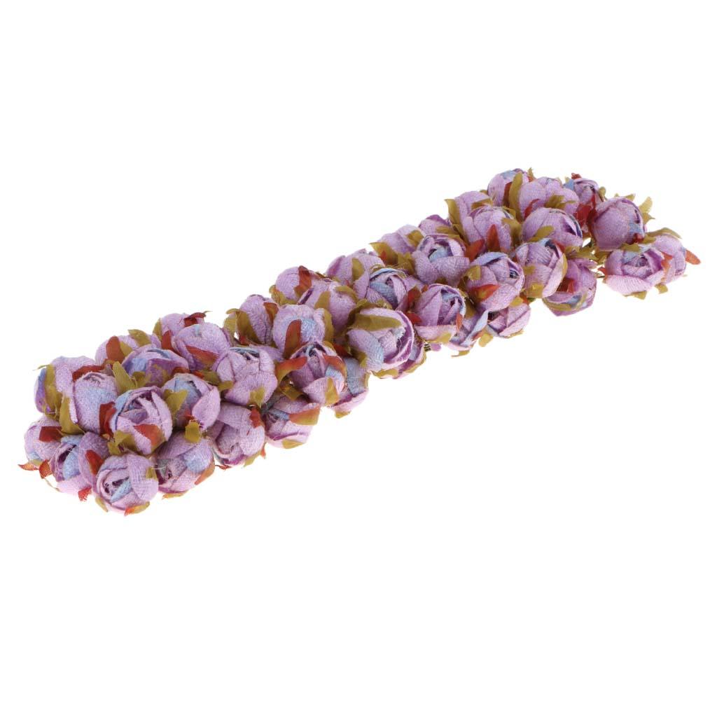 60pcs Artificial Camellia Flowers Branch Wedding Bouquets Decor Purple