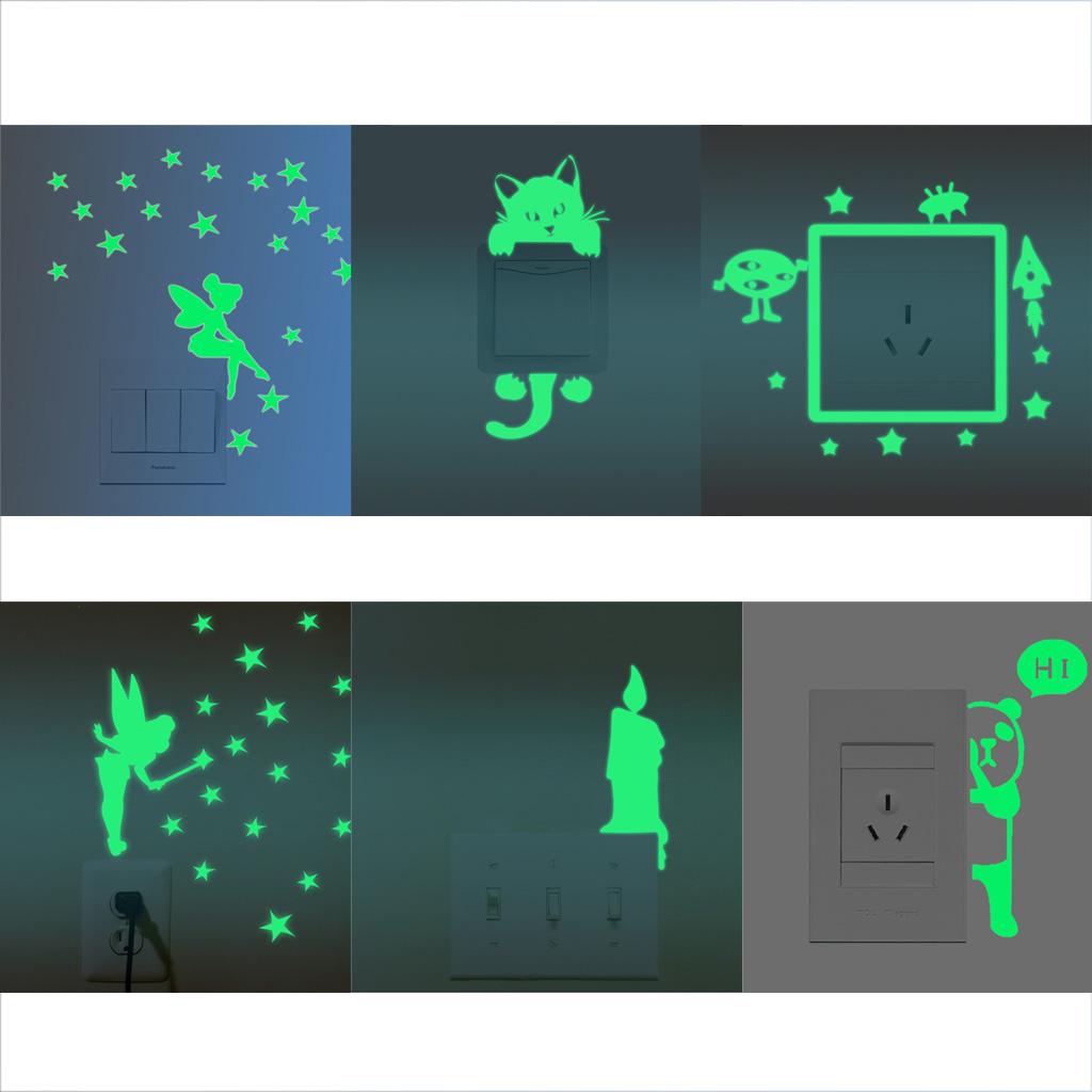 Home Luminous Switch Wall Stickers Bedroom Fluorescent Sticker Stars